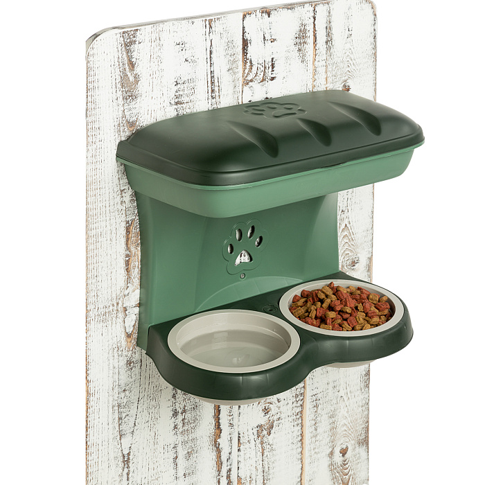 BAMA PET миска для собак настенная двойная 1600 мл 48х27х42h см, зеленая СКИДКА 50%