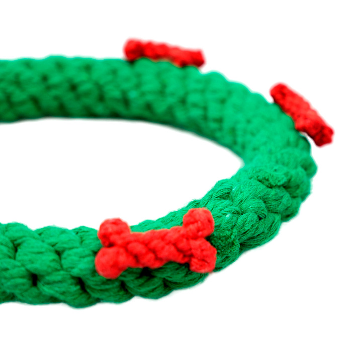 Игрушка Mr.Kranch для собак Венок из каната 18 см зеленая новогодняя серия СКИДКА 40%