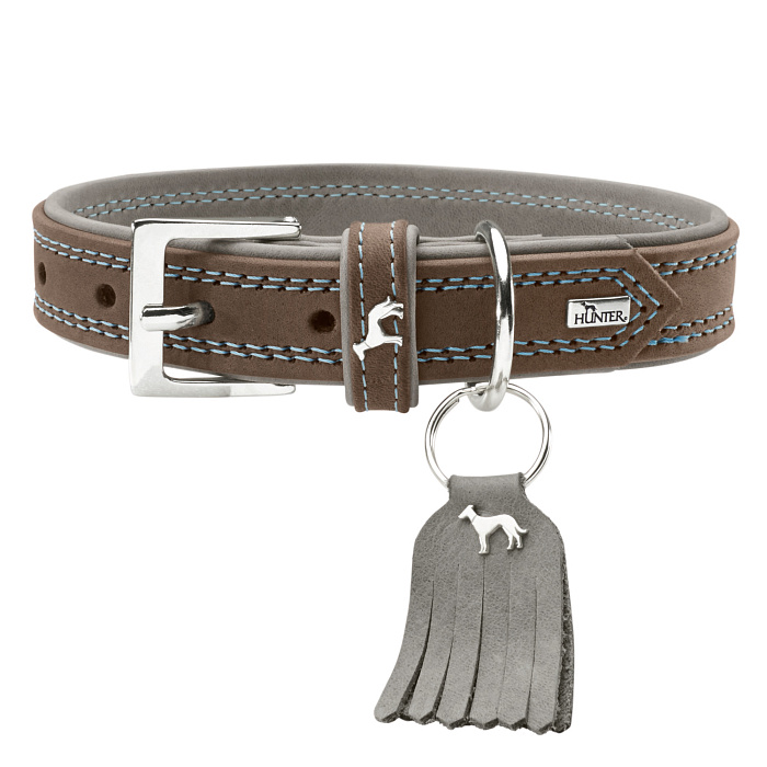 Hunter ошейник для собак Lucca 50/2,8 (35-42 см) кожа, серый СКИДКА 50%