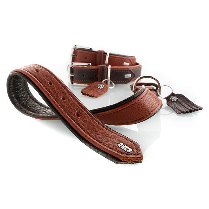 Hunter ошейник для собак Lucca 50/2,8 (35-42 см) кожа, коричневый СКИДКА 50%