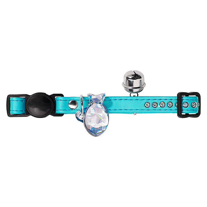 Hunter Smart ошейник для кошек со стразами Modern Luxus эко кожа бирюзовый СКИДКА 50%