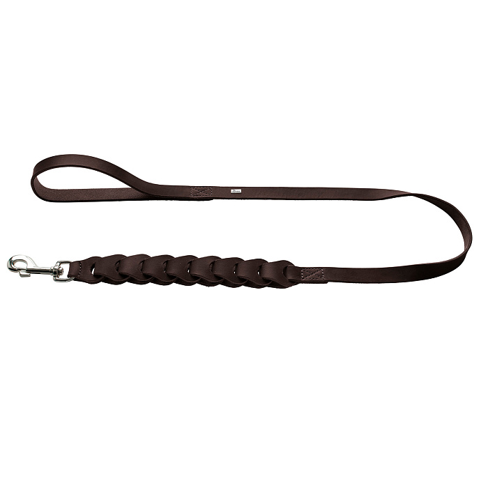 Hunter поводок для собак Solid Education Chain 20 / 120, кожа, коричневый СКИДКА 50%