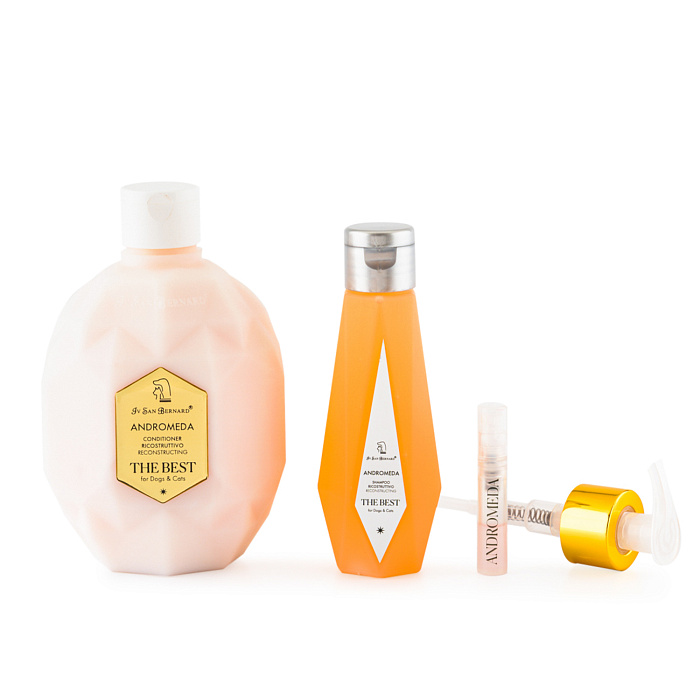 ISB The Best line Набор Andromeda кондиционер для выпадающей шерсти 500 мл, шампунь 120 мл + парфюм 2 мл в подарок СКИДКА 40%
