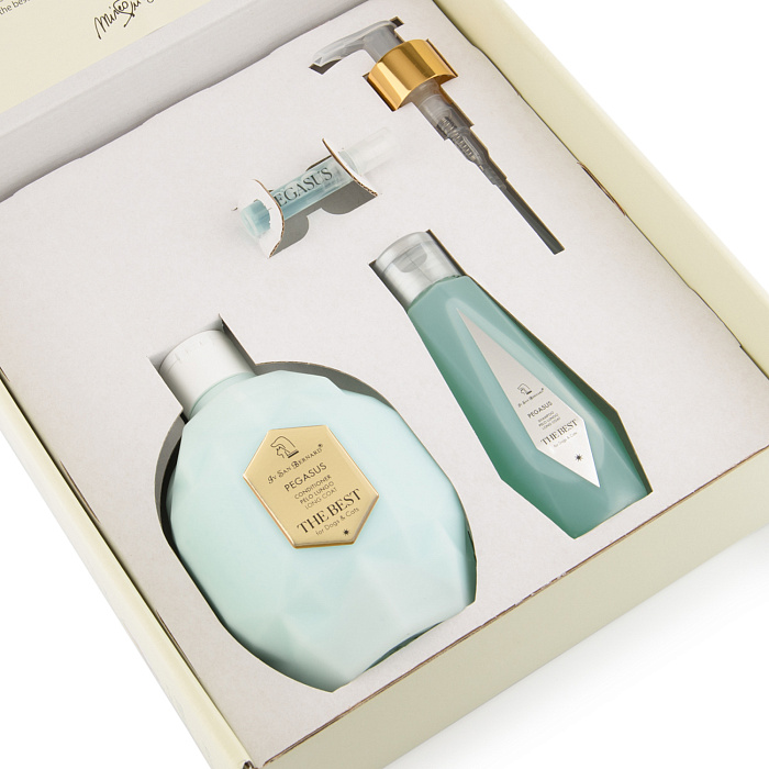 ISB The Best line Набор Pegasus кондиционер для длинной шерсти 500 мл, шампунь 120 мл + парфюм 2 мл в подарок СКИДКА 40%