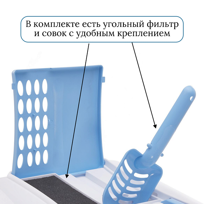 IMAC био-туалет для кошек угловой GINGER 52х52х44,5h см, голубой СКИДКА 40%