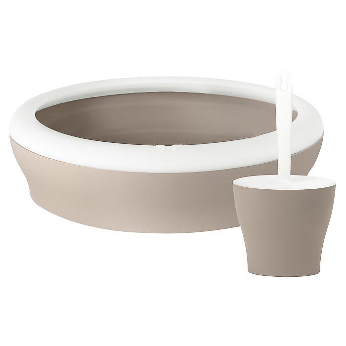 United Pets туалет-лоток "Vicci-Cat" с совком+подставкой в комплекте 53х40х16/13х10х26 серо-коричневый СКИДКА 35%