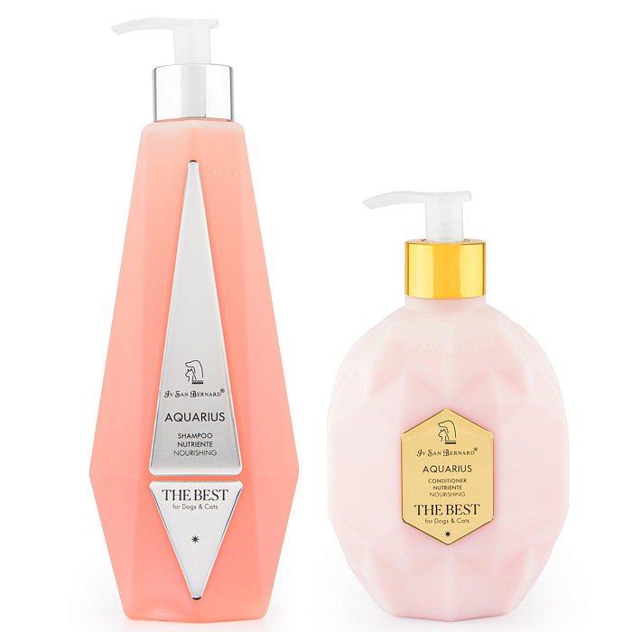 ISB The Best line Набор Aquarius шампунь для восстановления и питания шерсти 550 мл, кондиционер 120 мл + парфюм 2 мл в подарок СКИДКА 40%