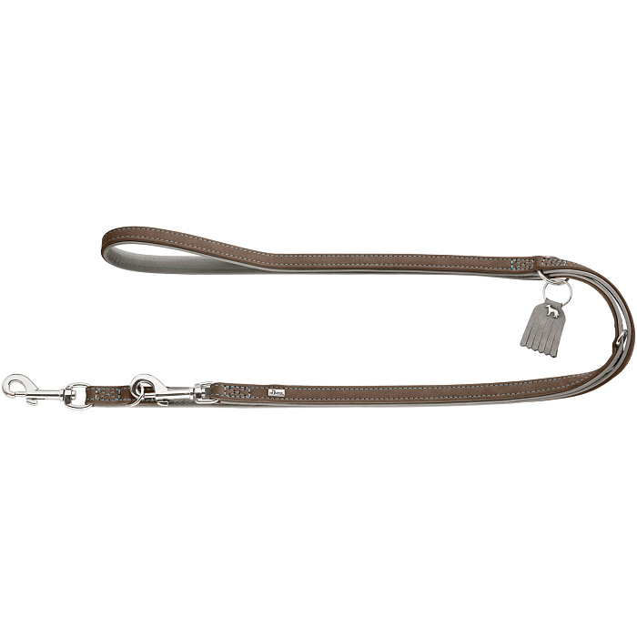 Hunter поводок-перестежка для собак Lucca 15 / 200 кожа, серый СКИДКА 50%