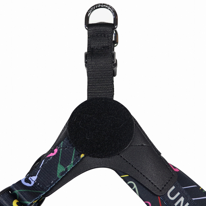 Шлейка United Pets для собак Complete me 2.5 - M 40-54, черный с разноцветными булавками