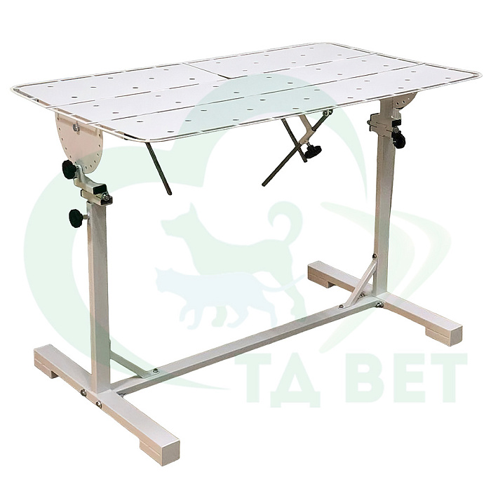 ТД ВЕТ Стол ветеринарный СВУ-27.01 /Классик/ 1260x760x900-1200h, по Виноградову, с рег. высоты и наклона, краска (каркас белый)