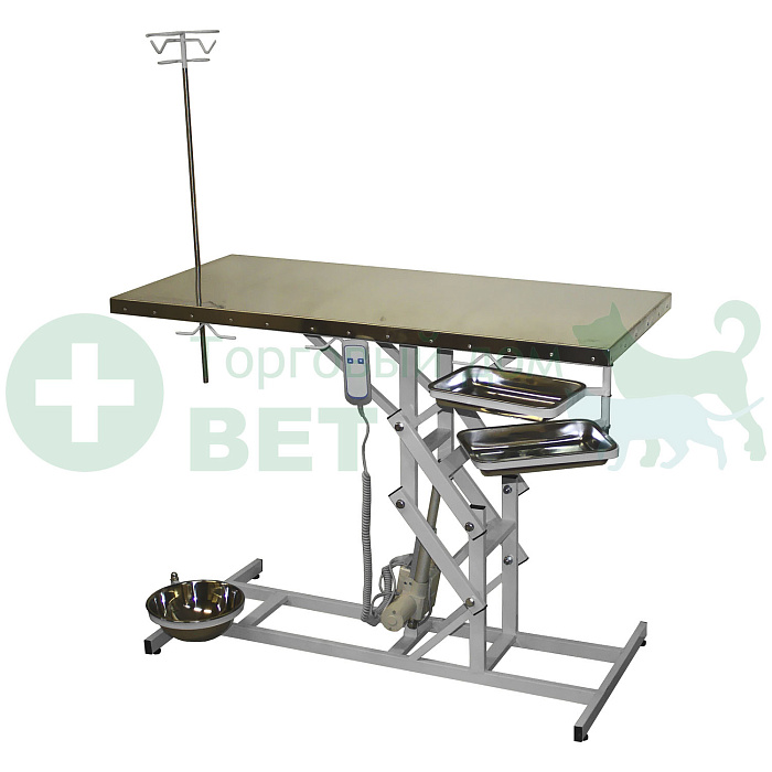 ТД ВЕТ Стол ветеринарный универсальный СВУ-10 с электроприводом, 1300x600x(760-990)h, каркас серый, пульт ручной