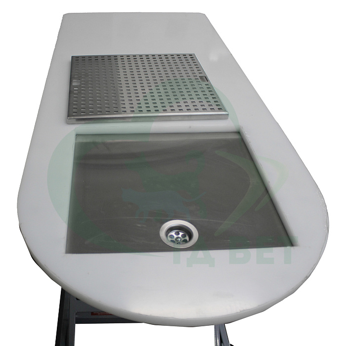 ТД ВЕТ Стол стоматологический VETBOT-103 с решеткой,с электроприв.,с наклон.столеш, 1470x620x(340-1190)h мм  (каркас белый)