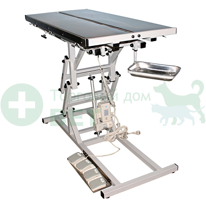 ТД ВЕТ Стол ветеринарный СВУ-7, два электропривода, регулировка высоты и наклона, V-образная столешница (каркас белый)