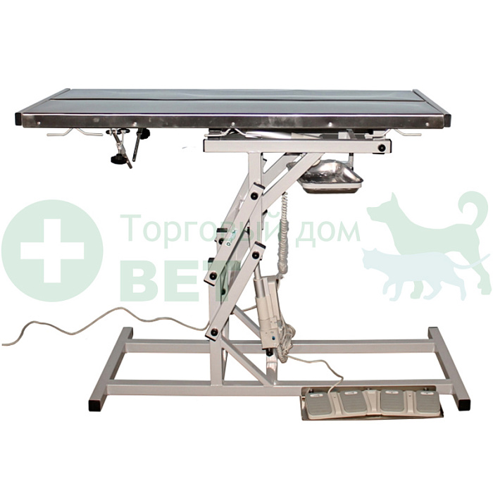 ТД ВЕТ Стол ветеринарный СВУ-7, два электропривода, регулировка высоты и наклона, V-образная столешница (каркас белый)
