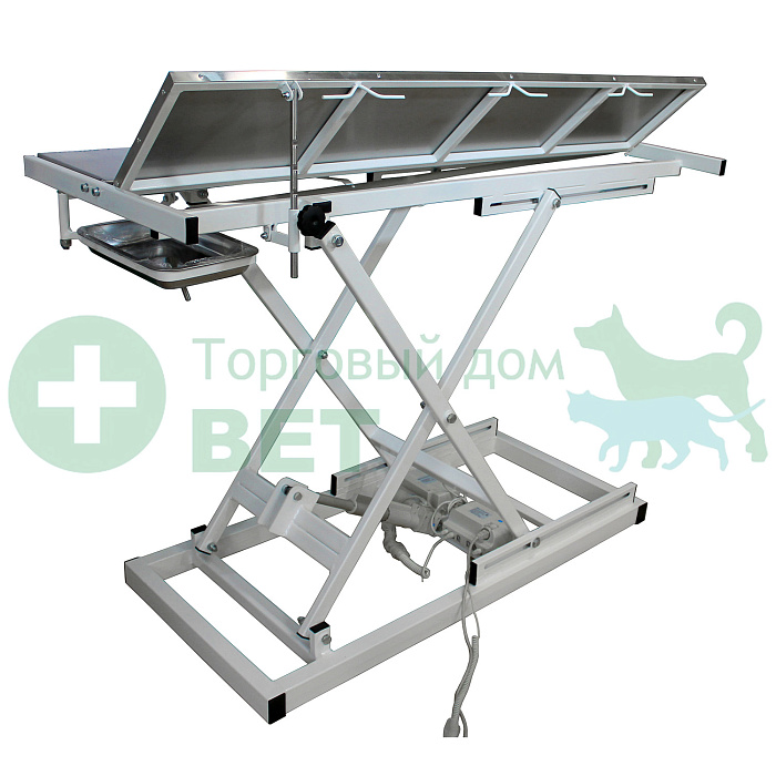 ТД ВЕТ Ветеринарный стол с электроприводом для хирургических операций Vetbot-91.01, 1300х600х(330- 1130h) (каркас белый, пульт ножной)