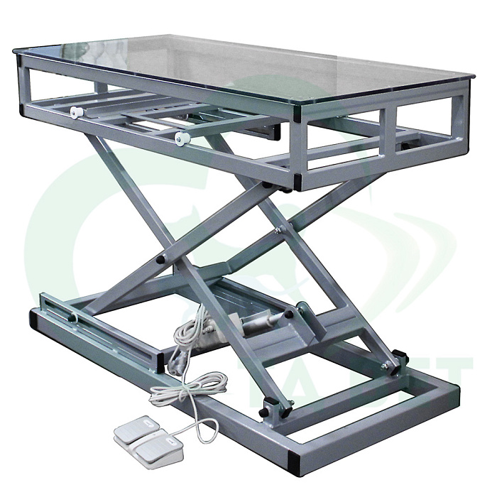 ТД ВЕТ Стол для рентгена VETBOT-23 с полкой под кассету,1320х620х1130(480)h, (каркас серый, пульт ножной)