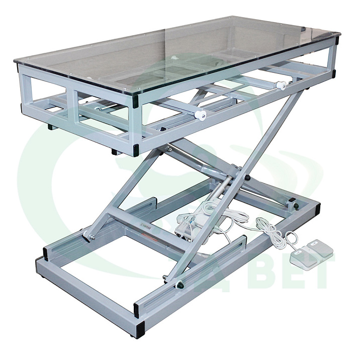 ТД ВЕТ Стол для рентгена VETBOT-23 с полкой под кассету,1320х620х1130(480)h, (каркас серый, пульт ножной)