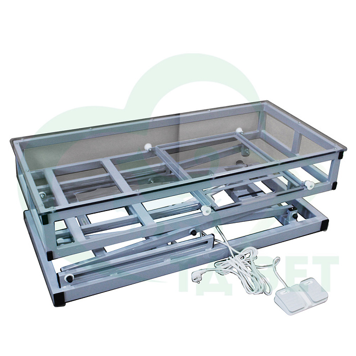 ТД ВЕТ Стол для рентгена VETBOT-23 с полкой под кассету,1320х620х1130(480)h, (каркас серый, пульт ножной)