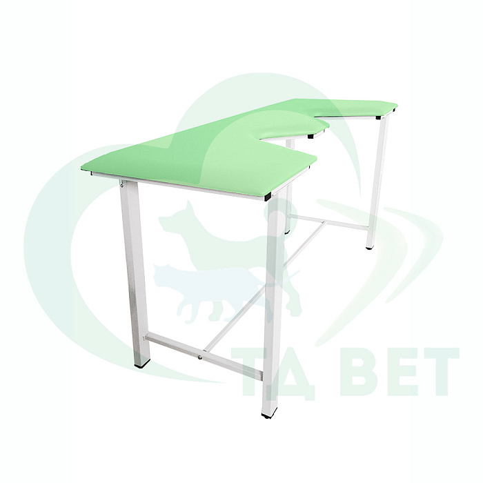 ТД ВЕТ Стол ветеринарный СВУ-5 для УЗИ, 1320x720x900, каркас белый, зеленая обивка