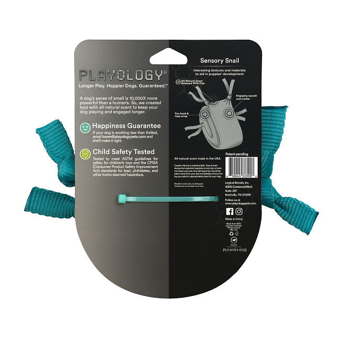 Playology сенсорная плюшевая улитка PUPPY SENSORY SNAIL для щенков мелких и средних пород 8-16 недель с ароматом арахиса, цвет голубой СКИДКА 50%