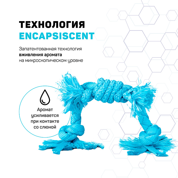 Playology сенсорный канат PUPPY SENSORY ROPE для щенков мелких и средних пород 8-16 недель с ароматом арахиса, цвет голубой СКИДКА 50%