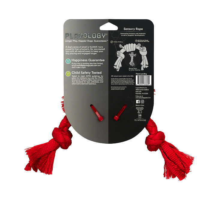 Playology сенсорный канат PUPPY SENSORY ROPE для щенков мелких и средних пород 8-16 недель с ароматом говядины, цвет красный СКИДКА 50%