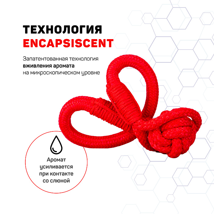 Playology жевательный канат TOUGH TUG KNOT для щенков 4-8 месяцев с ароматом говядины, цвет красный СКИДКА 50%