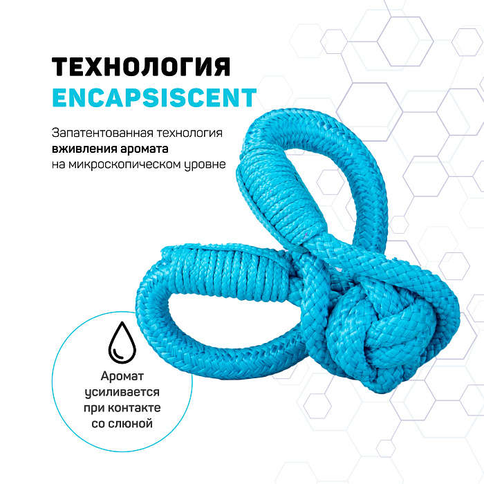 Playology жевательный канат TOUGH TUG KNOT для щенков 4-8 месяцев с ароматом арахиса, цвет голубой СКИДКА 50%