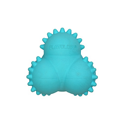 Playology дентальный жевательный тройной мяч  SQUEAKY BOUNCE BALL для щенков 4-8 месяцев с ароматом арахиса, цвет голубой СКИДКА 50%
