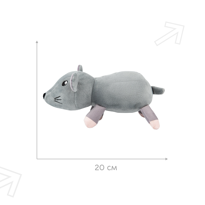 Игрушка Mr.Kranch для собак Мышь плюшевая 20 см серая СКИДКА 40%