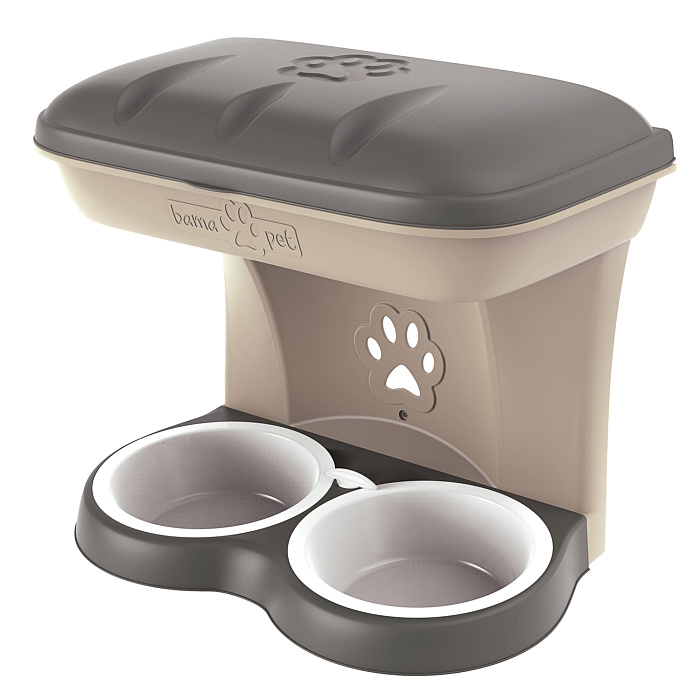 BAMA PET миска для собак настенная двойная MAXI 2200 мл 50х29х52h см, бежевая СКИДКА 50%