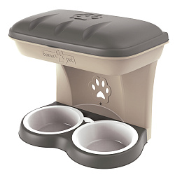 BAMA PET миска для собак настенная двойная MAXI 2200 мл 50х29х52h см, бежевая СКИДКА 50%