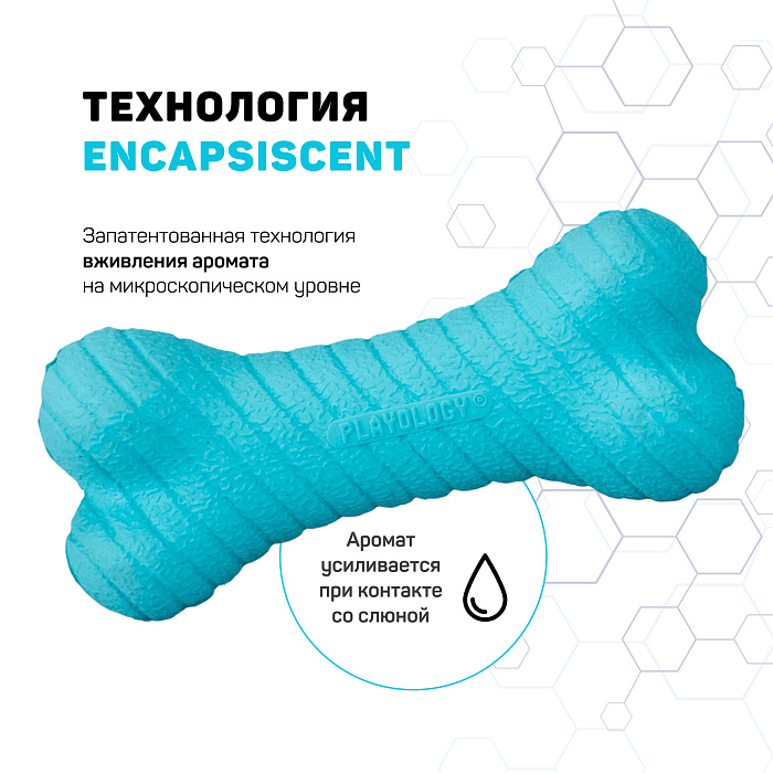 Playology двухслойная жевательная косточка DUAL LAYER BONE для собак средних пород с ароматом арахиса, средняя, цвет голубой СКИДКА 50%