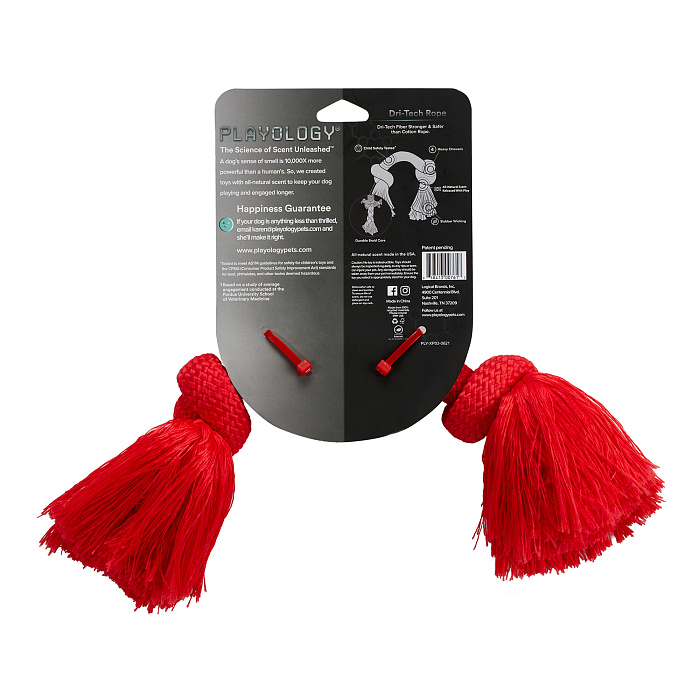 Playology жевательный канат DRI-TECH ROPE для собак средних пород с ароматом говядины, средний, цвет красный СКИДКА 50%
