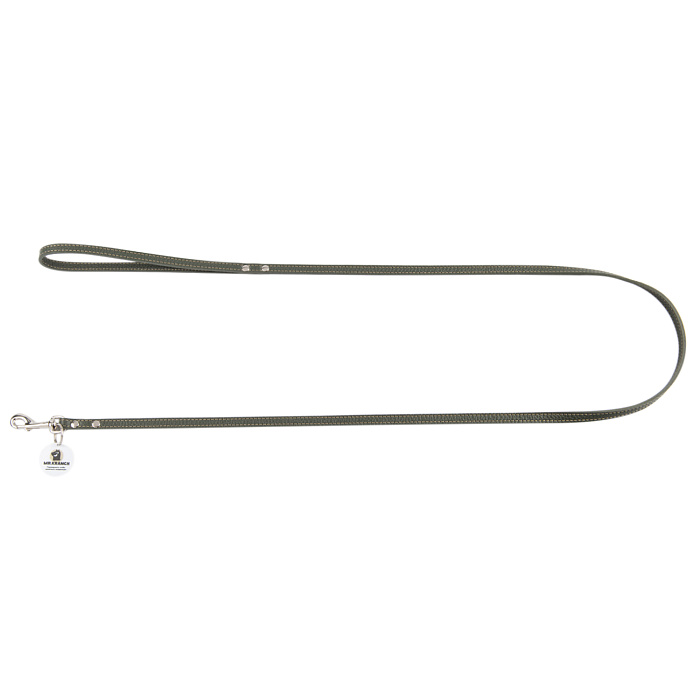 Поводок Mr.Kranch для собак из натуральной кожи с QR-адресником 130см 10мм оливковый СКИДКА 40%