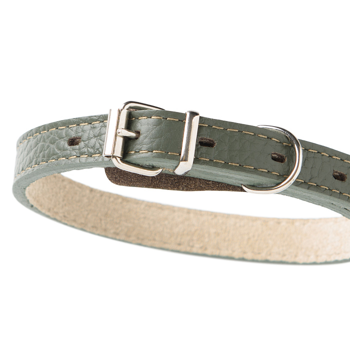 Ошейник Mr.Kranch для собак из натуральной кожи прямой 39-50см оливковый СКИДКА 40%