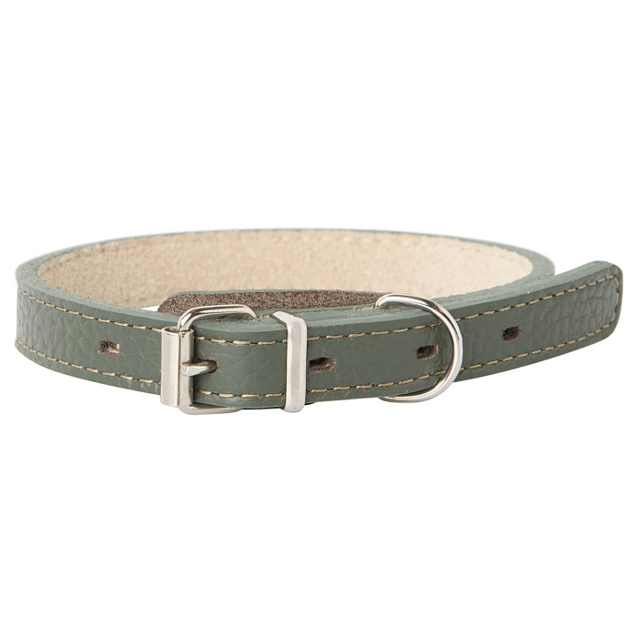 Ошейник Mr.Kranch для собак из натуральной кожи прямой 39-50см оливковый СКИДКА 40%