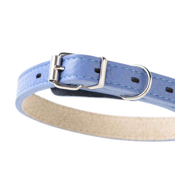 Ошейник Mr.Kranch для собак из натуральной кожи прямой 17-20см васильковый СКИДКА 40%