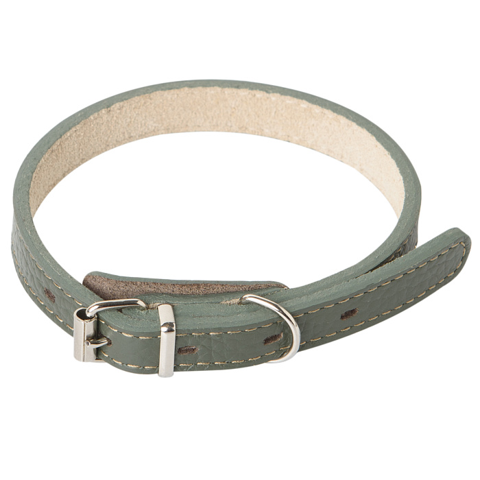 Ошейник Mr.Kranch для собак из натуральной кожи прямой 29-35см оливковый СКИДКА 40%