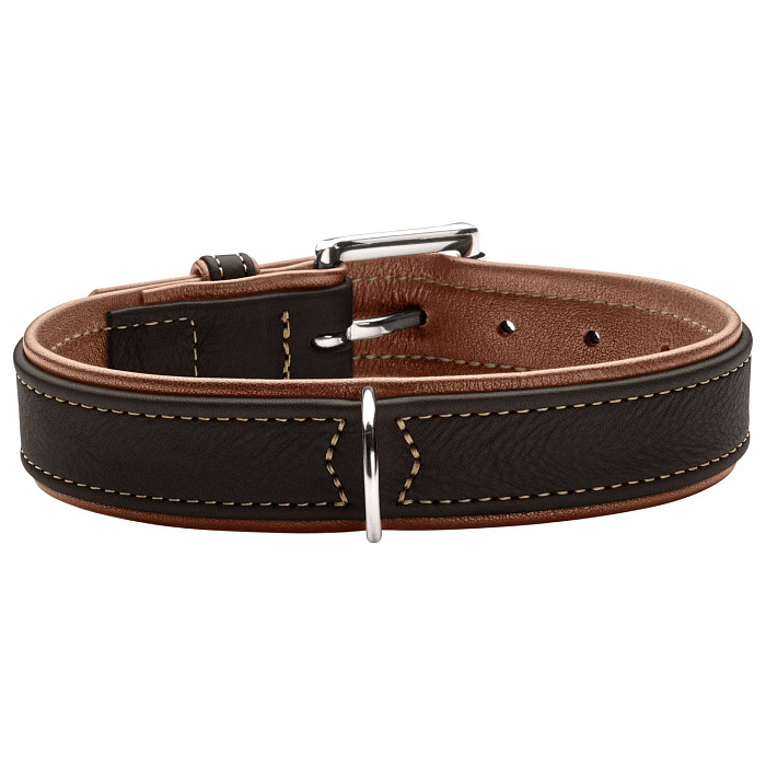Ошейник Hunter Canadian UP для собак, обхват 50-56 см, длина 65 см, черный/коньячный