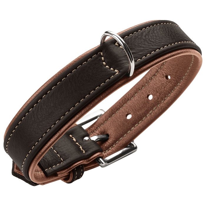 Ошейник Hunter Canadian UP для собак, обхват 50-56 см, длина 65 см, черный/коньячный