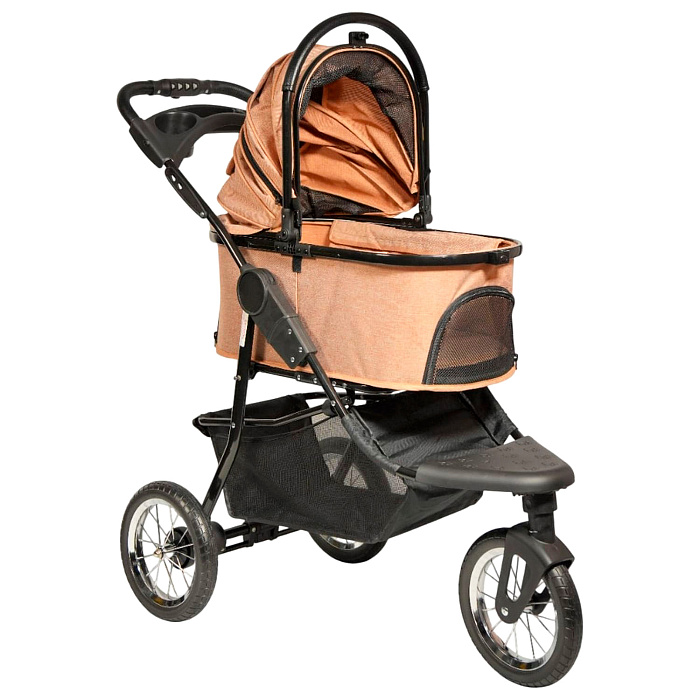 Коляска прогулочная Mr.Kranch повышенной проходимости для собак и кошек (макс. нагрузка 15 кг) бежевая