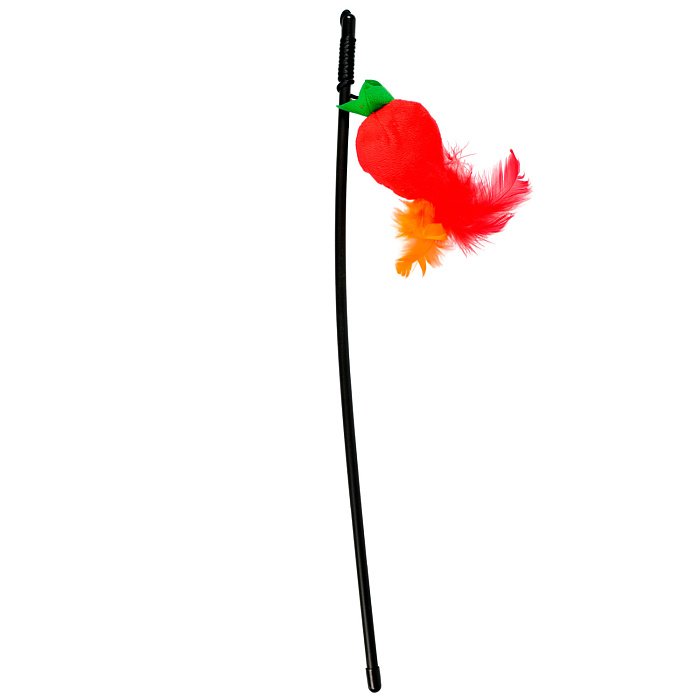 Игрушка-дразнилка Mr.Kranch для кошек Клубничка плюшевая с кошачьей мятой и перышками 17 см красная