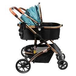 Коляска прогулочная Mr.Kranch для собак и кошек большая с амортизацией (макс. нагрузка 20 кг) голубая