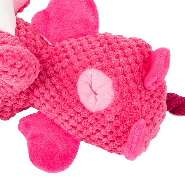 Игрушка Mr.Kranch для собак Слон плюшевая с канатиками пищалкой и карманом под лакомство 21 см розовая