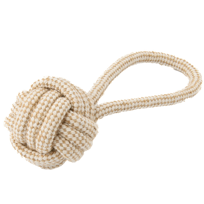 Игрушка Mr.Kranch для собак Мяч из каната на кольцевом шнуре 23*8 см цвет натуральный