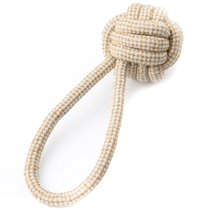 Игрушка Mr.Kranch для собак Мяч из каната на кольцевом шнуре 23*8 см цвет натуральный
