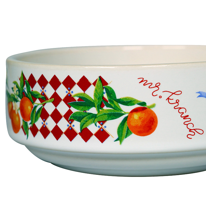 Миска Mr.Kranch для собак и кошек из фарфора Апельсины 350мл белая