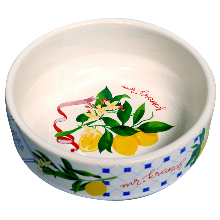 Миска Mr.Kranch для собак и кошек из фарфора Лимоны 350мл белая