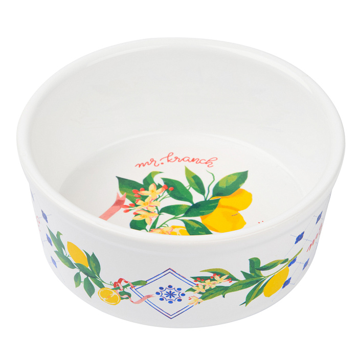 Миска Mr.Kranch для собак и кошек из фарфора Лимоны 450мл белая